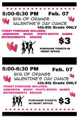 BPA of Orange 2019-2020 4th-8th Grade Valentine's Day Dance 